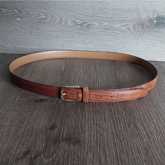 Vintage Iguana Grain Steerhide Leather Belt Brown Size 40 - Picture 1 of 5